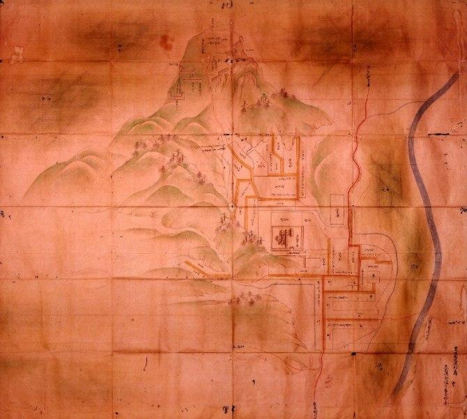 全体が赤っぽい豊後国玖珠郡森久留島丹波守屋敷絵図の写真