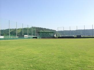 高いフェンスが設置されている、広々とした球場内の写真