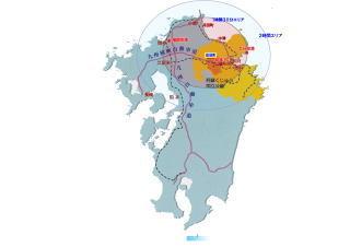 玖珠町を中心とした九州全体の地図